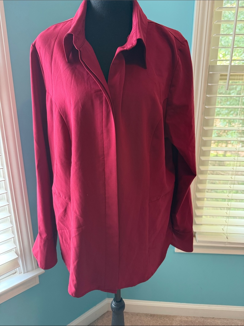 Lane Bryant Vibrant Red Button Down Top with Clean Neckline